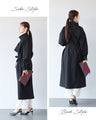 カタチが導く　品のあるブラックコート（ベルト付き）