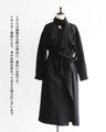 カタチが導く　品のあるブラックコート（ベルト付き）
