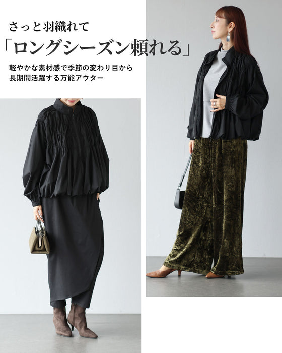 軽くて、ふわ　贅沢ギャザーのモードブルゾン
