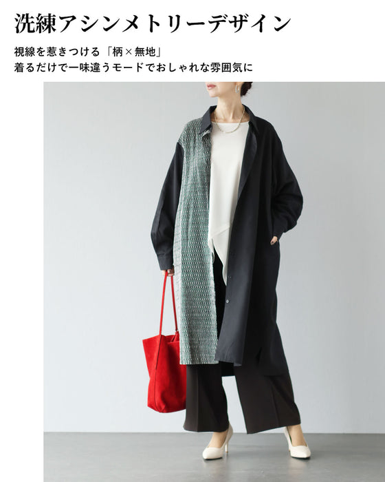 柄で魅せる　大人の軽やかロングシャツ