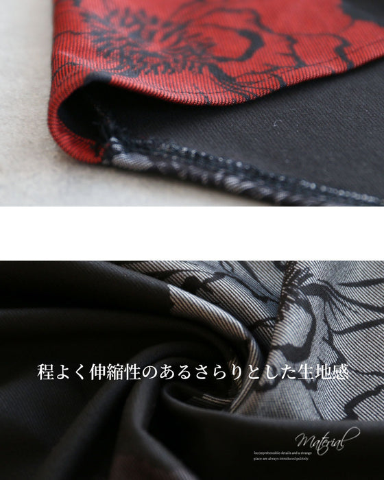 黒に咲く花柄　レイヤードが生む美しいワンピース