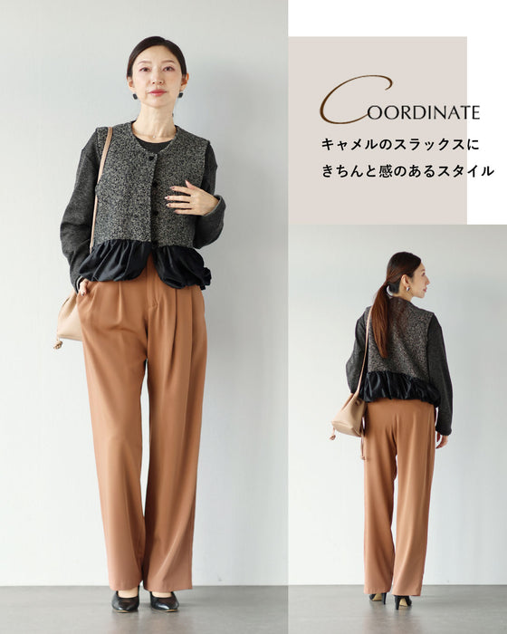 上品に、ときめきを添える　ツイード×ベロアベスト