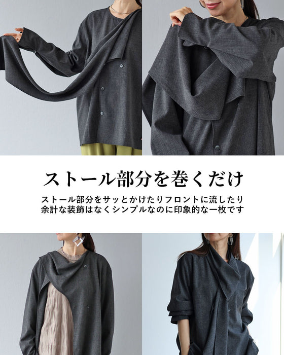 一枚で何通りもの表情　ストール付きトップス
