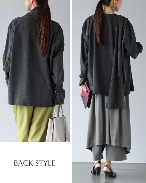 一枚で何通りもの表情　ストール付きトップス