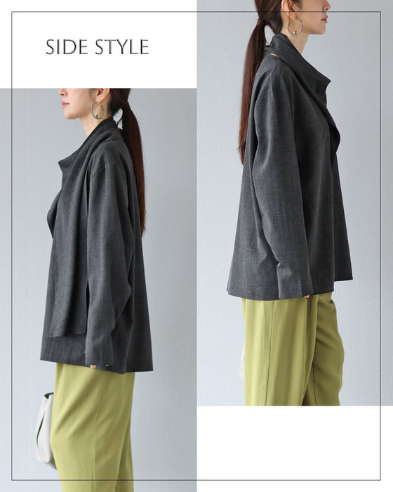 一枚で何通りもの表情　ストール付きトップス