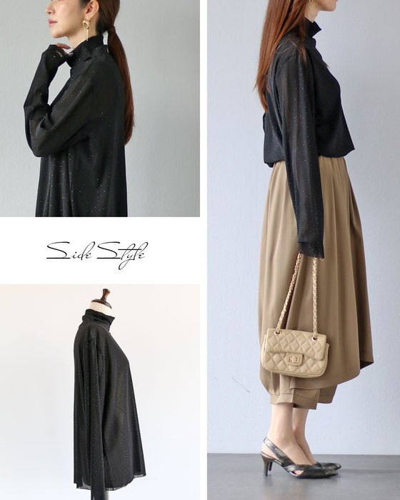 シアーに煌めく、大人の余裕　輝くビジュートップス