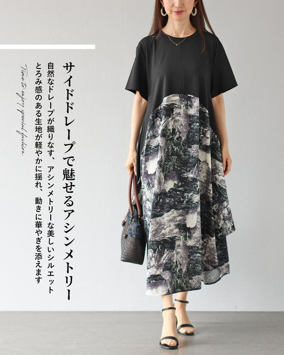 「軽やか抜け感」 重くならない 黒モードワンピース