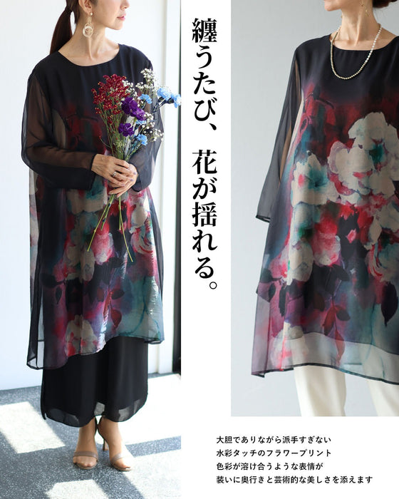 真夜中に咲く花　シアーチュニック