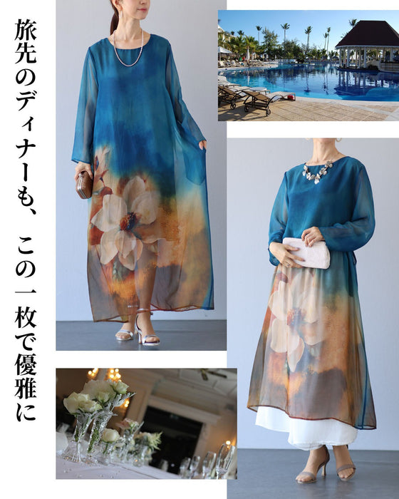 アートのように咲く シアーワンピース