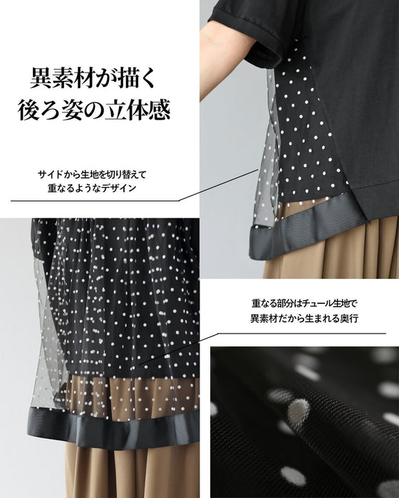 印象は、後ろ姿に。チュールドットトップス