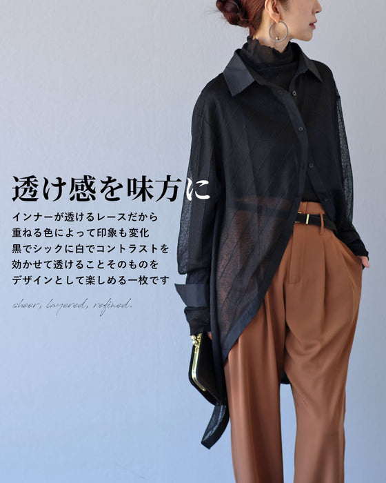 レースを格好良く 余韻を残すロングテールシャツ
