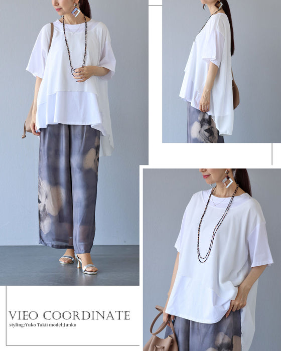 Tシャツ以上シアー付きトップス