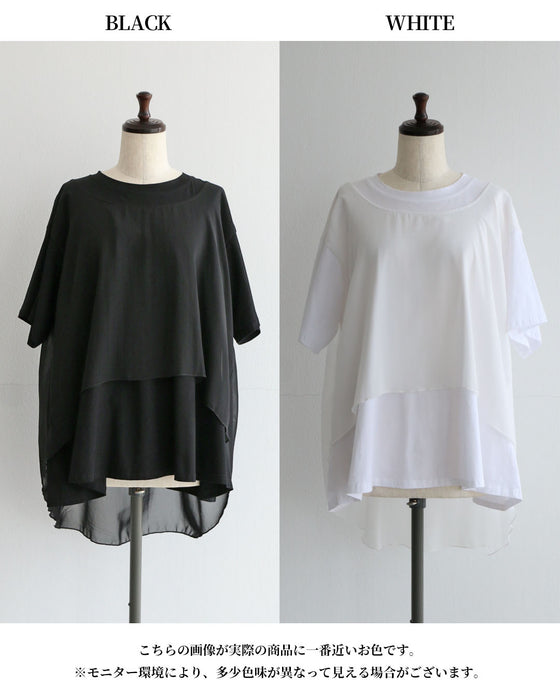 Tシャツ以上シアー付きトップス
