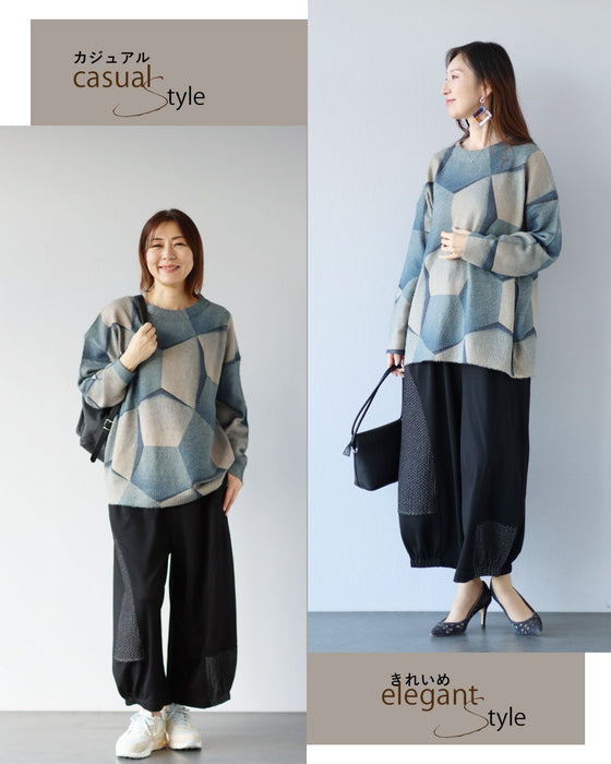 大人の余裕　ラフ綺麗ニット×パンツセット