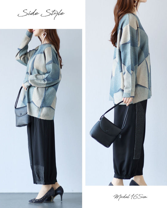 大人の余裕　ラフ綺麗ニット×パンツセット