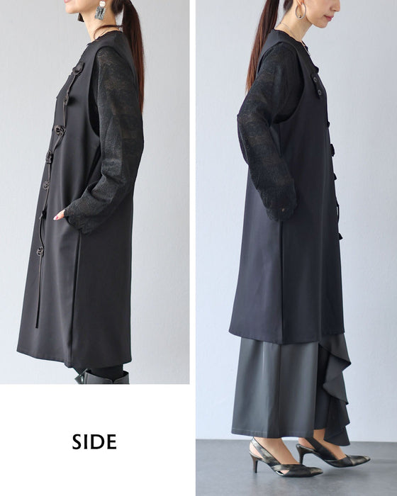 レースを仕込んで輪郭で遊ぶ トップスとチュニックのコーデセット