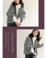 A short outerwear with puffy sleeves