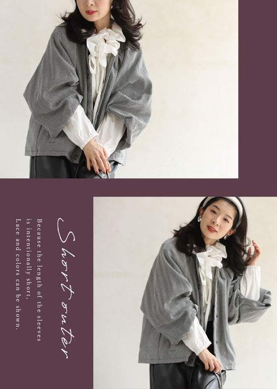 [wc-fbk00026od] Powan short outerwear with a peek at the sleeves