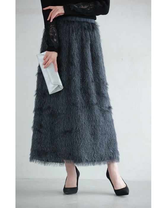 ふわふわシャギーのストレートミディアムスカート