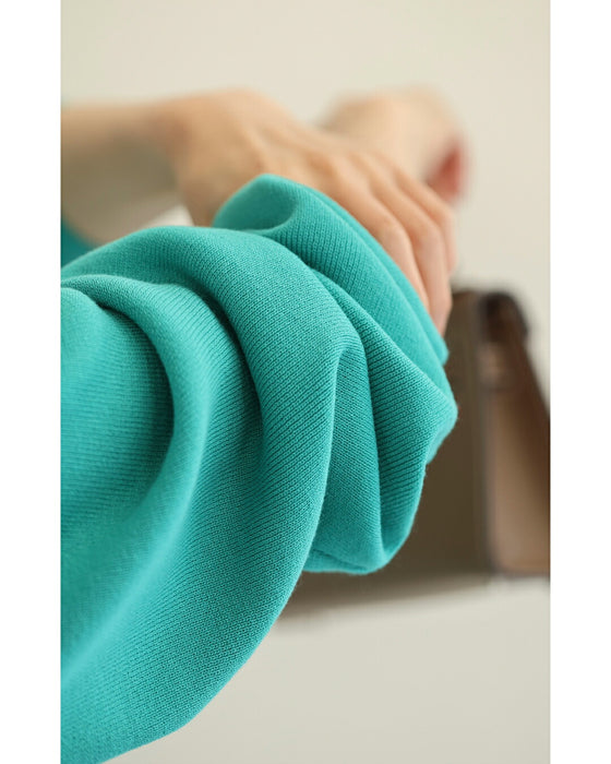 オーガンジーに咲く花刺繍のリブニットブルゾン