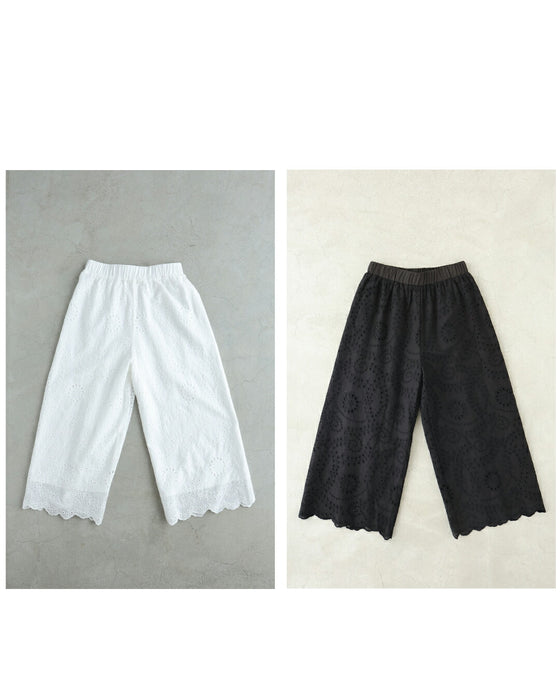 涼しいパンチングレースワイドパンツ