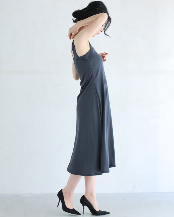 (ダークグレー)今までなくてごめんなさい!ブラ紐隠しのワンピースペチコート