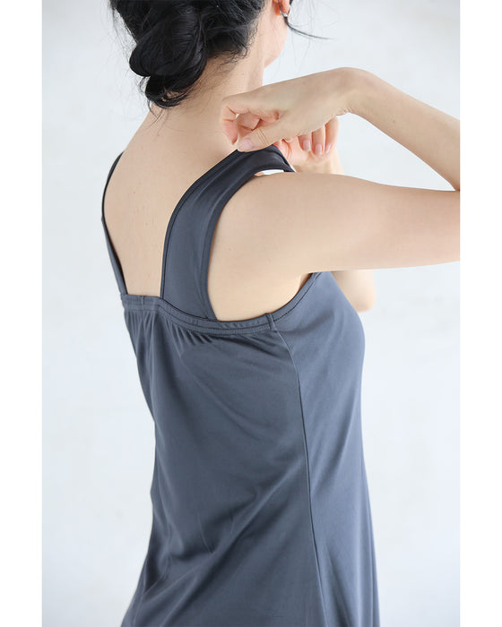 (ダークグレー)今までなくてごめんなさい!ブラ紐隠しのワンピースペチコート