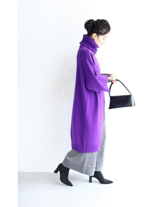 【セール商品返品交換不可】ずんぐり解消 抜け感スリットニットワンピース