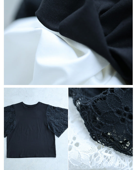 肘まで隠れる 涼やかレースTシャツ