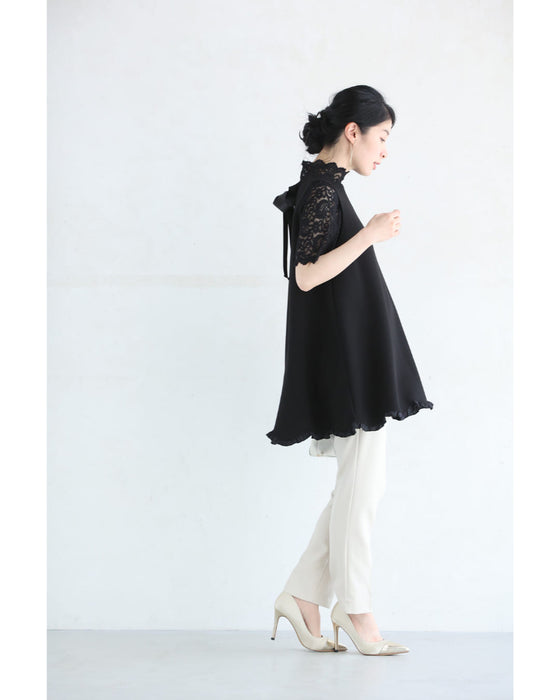 なみなみ裾フリルのバックリボンチュニック