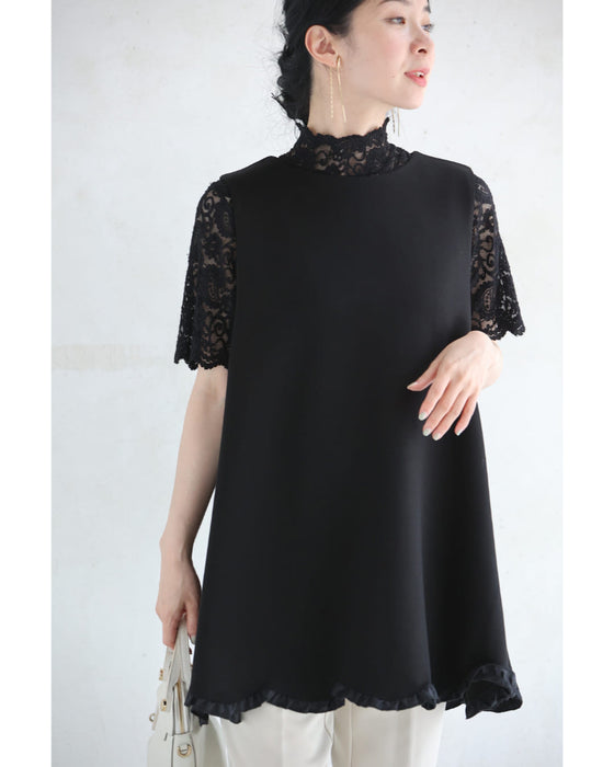 なみなみ裾フリルのバックリボンチュニック