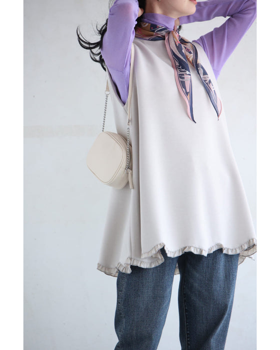 なみなみ裾フリルのバックリボンチュニック