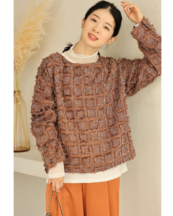 スクエア縁取るフリンジプルオーバートップス