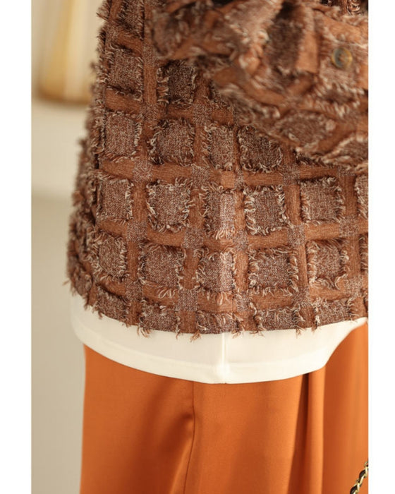 スクエア縁取るフリンジプルオーバートップス