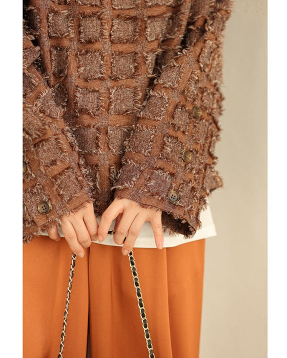 スクエア縁取るフリンジプルオーバートップス