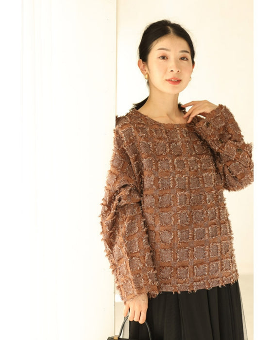 スクエア縁取るフリンジプルオーバートップス