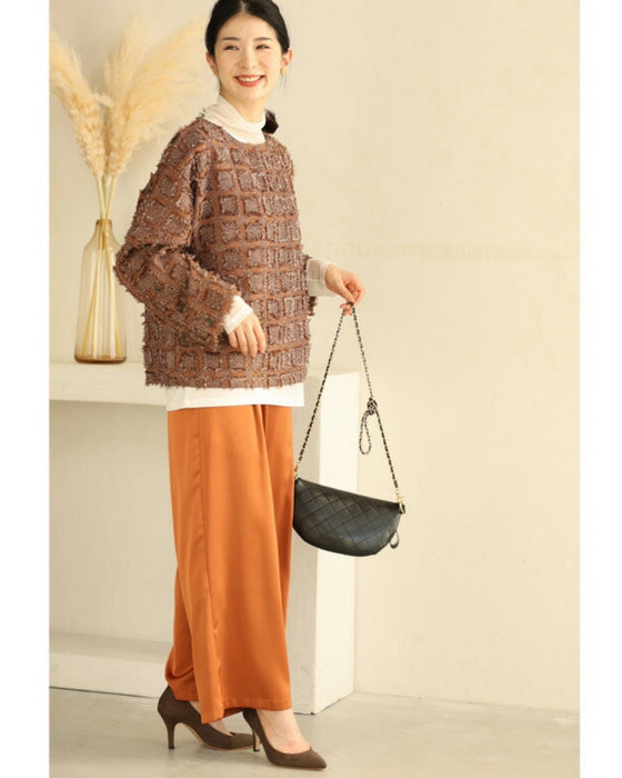 スクエア縁取るフリンジプルオーバートップス