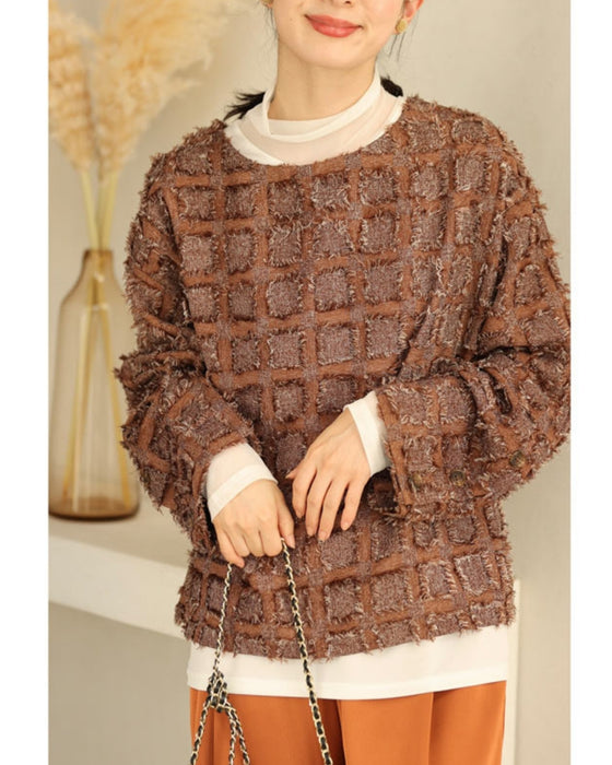 スクエア縁取るフリンジプルオーバートップス