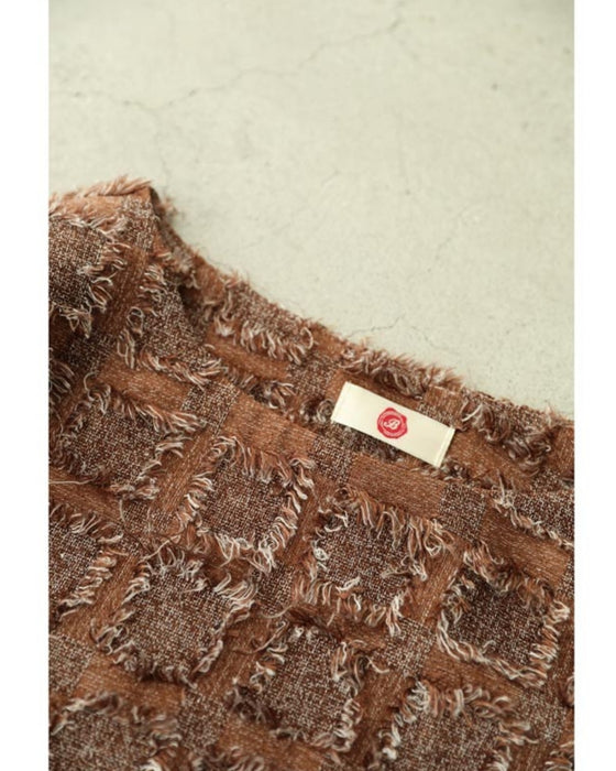 スクエア縁取るフリンジプルオーバートップス