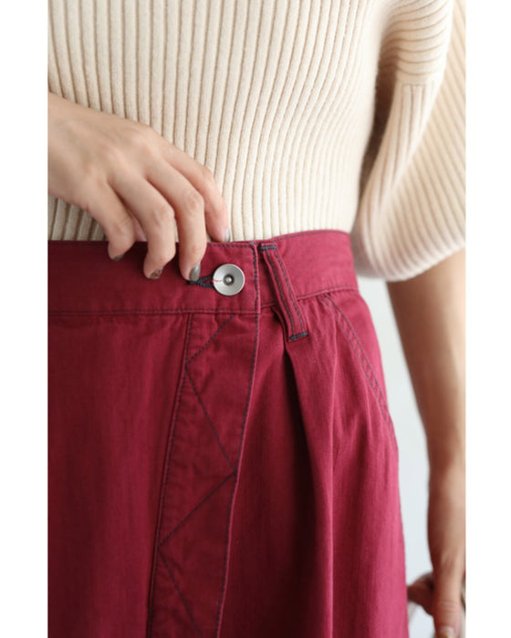 スカート風デザインのカラーワイドパンツ