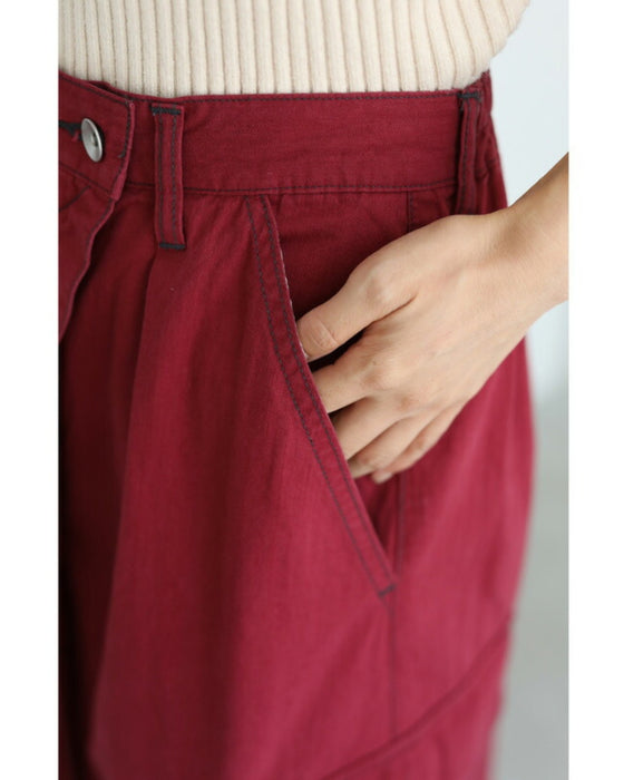 スカート風デザインのカラーワイドパンツ