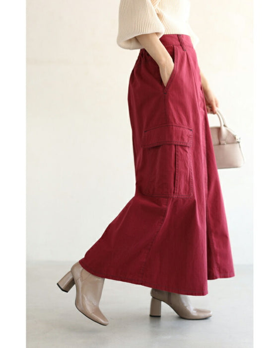 スカート風デザインのカラーワイドパンツ