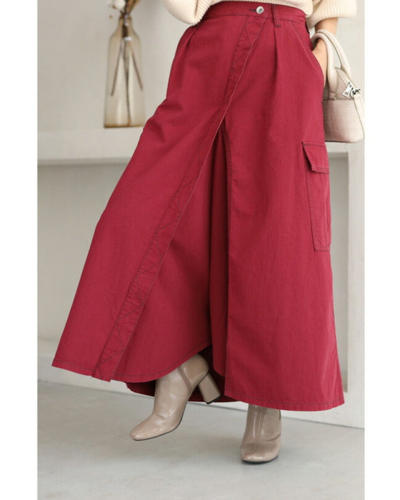 スカート風デザインのカラーワイドパンツ