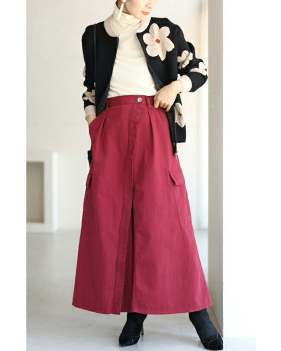 スカート風デザインのカラーワイドパンツ