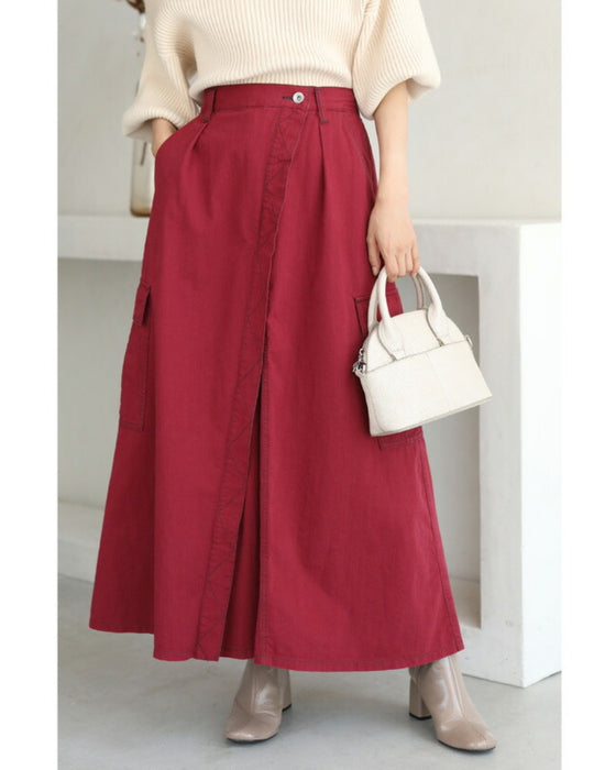 スカート風デザインのカラーワイドパンツ