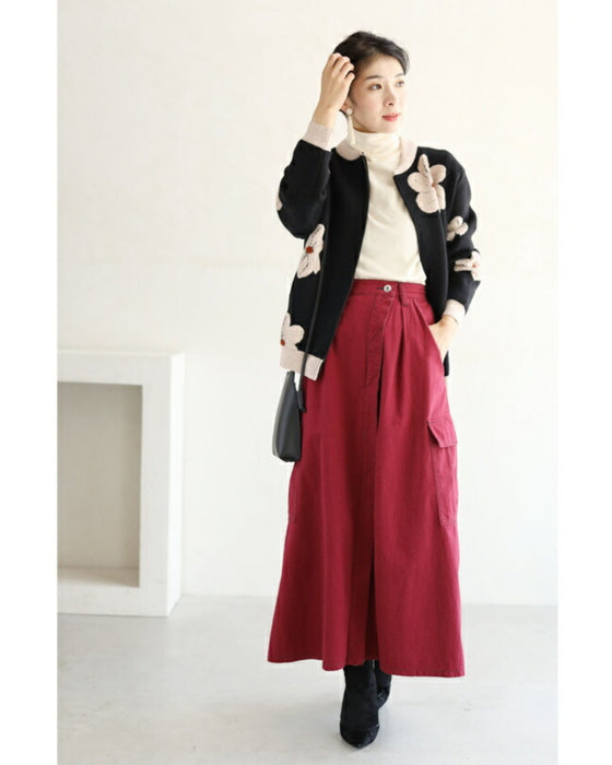 スカート風デザインのカラーワイドパンツ