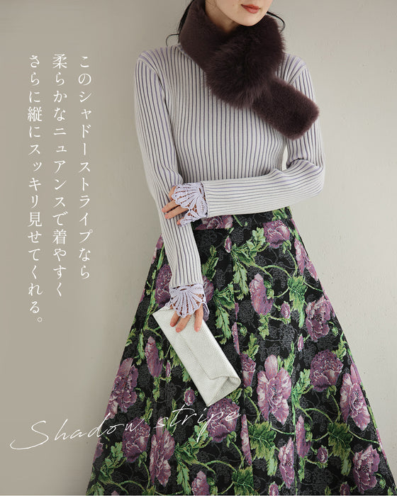 錯視シャドーラインニット