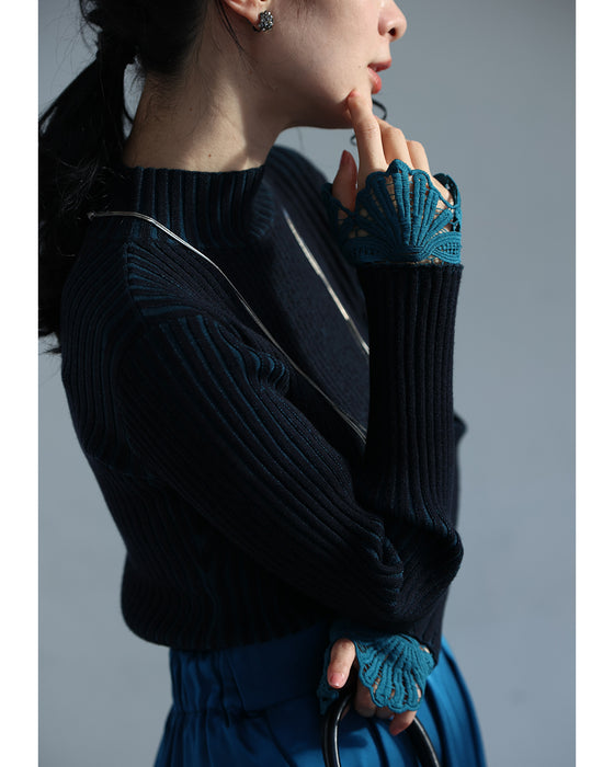 錯視シャドーラインニット