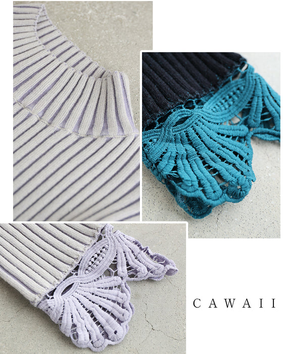 錯視シャドーラインニット