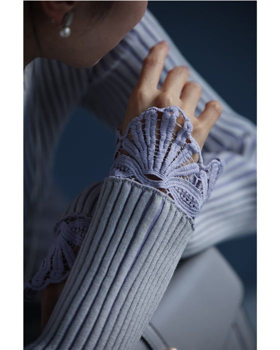 錯視シャドーラインニット